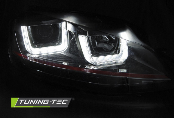 LED Tagfahrlicht Scheinwerfer für VW Golf 7 12-17 schwarz / chrom mit dynamischem LED Blinker